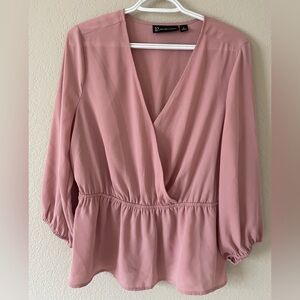 New York & Company Blush V-Neck Blouse